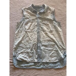 Madewell Women's Large‎ Denim Sleeveless Shirt Top Blue Chambray Western Casual